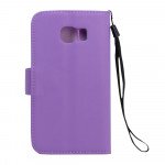 Wholesale Galaxy S6 Edge Premium Flip Leather Wallet Case with Strap (Purple)